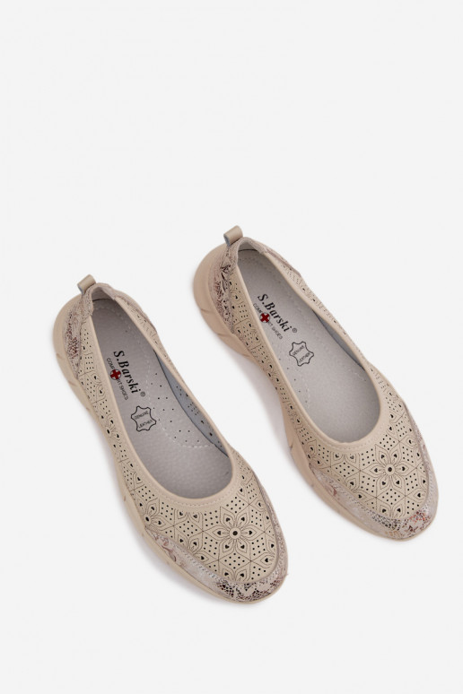 Peau Ballerines ajourées S.Barski GR61-5973 beige