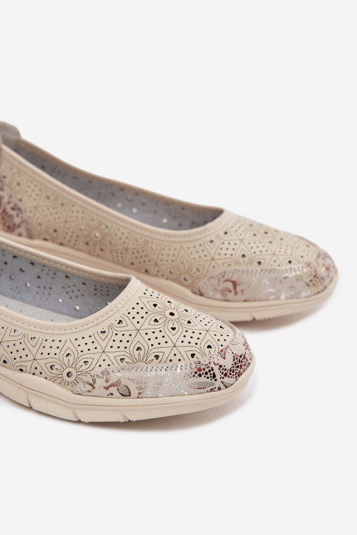 Peau Ballerines ajourées S.Barski GR61-5973 beige