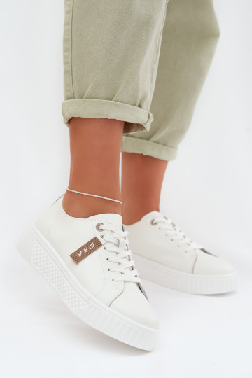 Baskets de sport blanches pour femmes en cuir naturel D&A GR61-5591 2