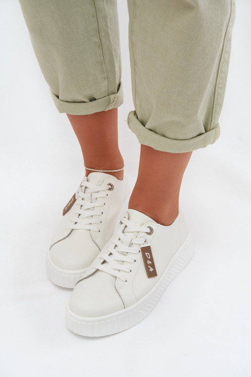 Chaussures modèle baskets FémininActivéturalnej Skóry D&A GR61-5591 couleur blanche