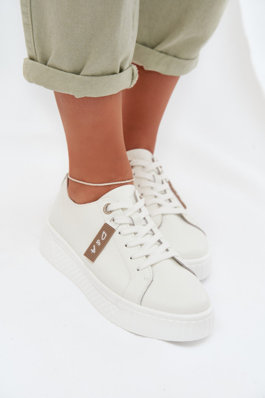 Chaussures modèle baskets FémininActivéturalnej Skóry D&A GR61-5591 couleur blanche