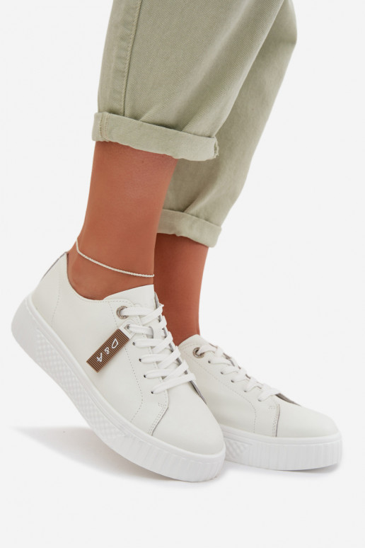 Chaussures modèle baskets FémininActivéturalnej Skóry D&A GR61-5591 couleur blanche