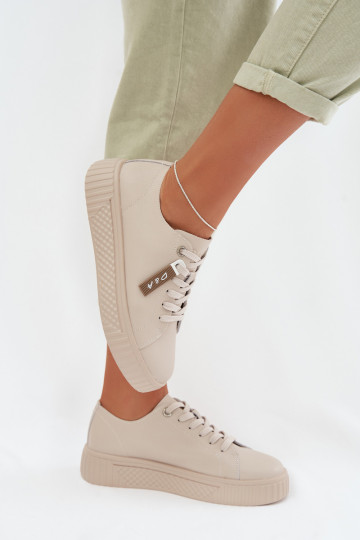 Chaussures modèle baskets FémininActivéturalnej Skóry D&A GR61-5591 beige