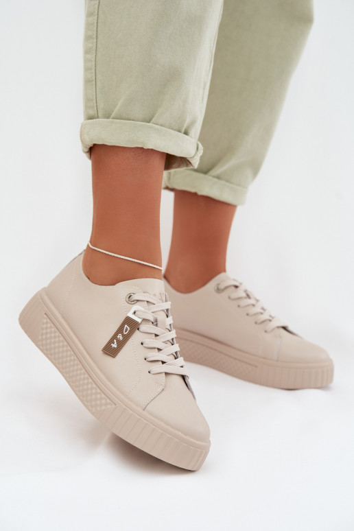Sneakers model schoenen DamesOpturalnej Skóry D&A GR61-5591 beige