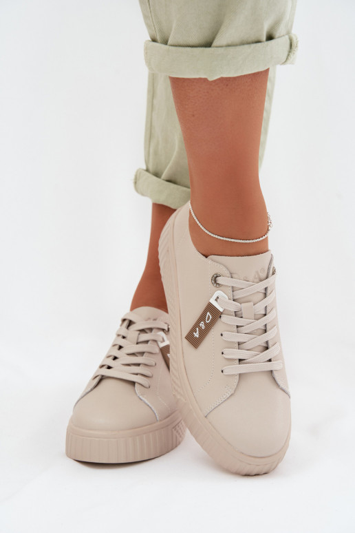 Sneakers model schoenen DamesOpturalnej Skóry D&A GR61-5591 beige