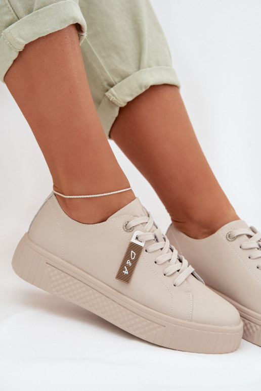 Sneakers model schoenen DamesOpturalnej Skóry D&A GR61-5591 beige