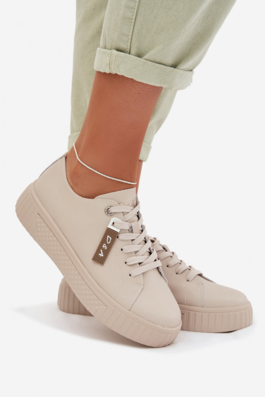Sneakers model schoenen DamesOpturalnej Skóry D&A GR61-5591 beige