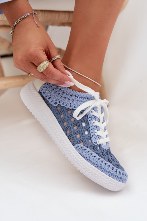 avec des écrits Peau chaussures Féminin D&A GR61-5951 couleur bleue