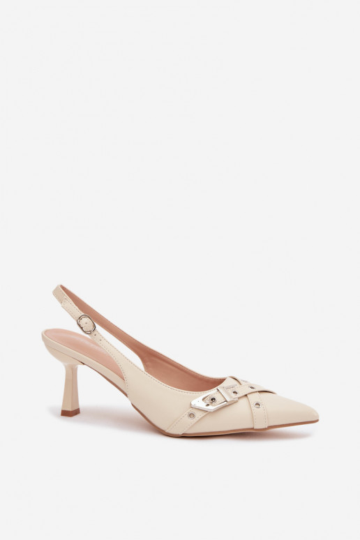 Dames sandalen met dunne hakken Met Strepen I met gespen beige Parina