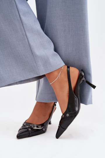Sandales noires pour femmes avec talons fins et lanières Parina 2