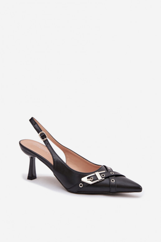 Sandales pour femmes avec des talons fins avec des bandes I avec boucles couleur noire Parina