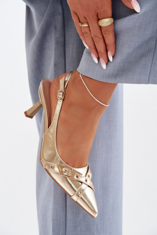 Dames sandalen met dunne hakken Met Strepen I met gespen gouden kleur Parina