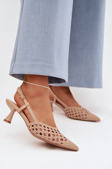 gemusterte Sandalen Feminin mit Absätzen Beige Selinae 2