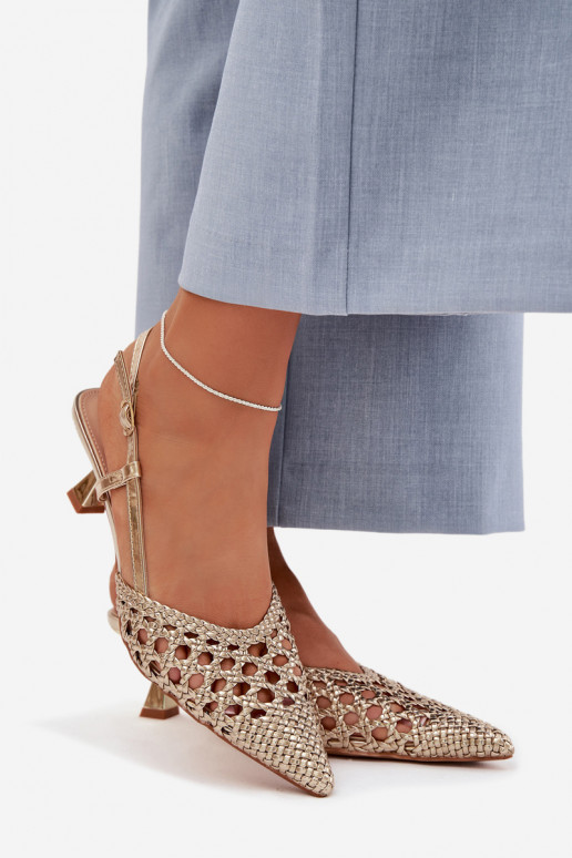 Sandalen met patroon Dames met hakken gouden kleur Selinae