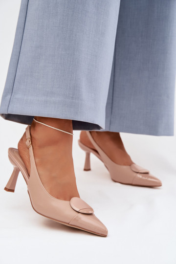 Damensandalen mit dünnen Absätzen Mit Dekorationen Detalem Beige Es mussriae 2
