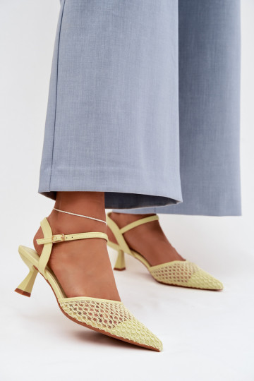 Sandales pour femmes avec des talons avec maille couleur jaune Brilora 2
