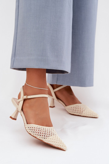 Dames sandalen met hakken met rooster ivoor Brilora