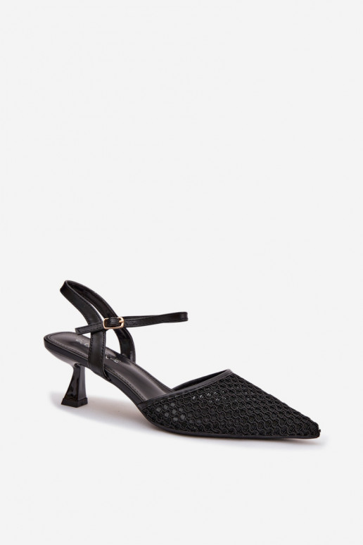 Sandales pour femmes avec des talons avec maille couleur noire Brilora