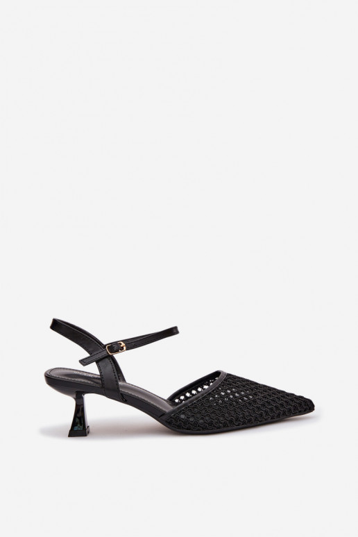 Sandales pour femmes avec des talons avec maille couleur noire Brilora