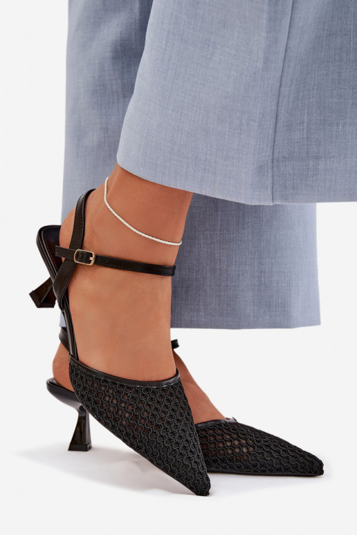 Sandales pour femmes avec des talons avec maille couleur noire Brilora