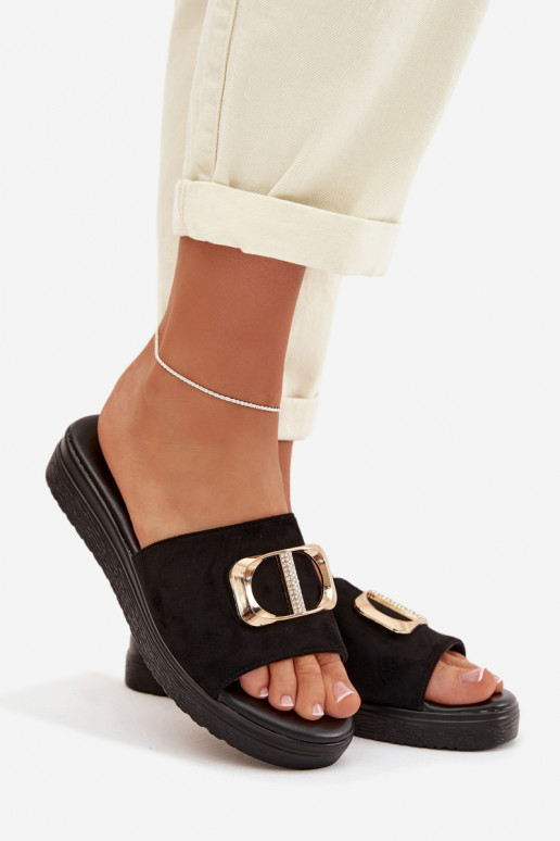 Damespantoffels Ze gouden kleurm Detalem zInart Elmera