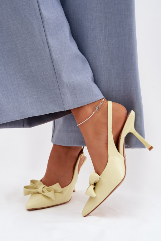 Sandales pour femmes avec des talons fins avec des rubans couleur jaune Jonera