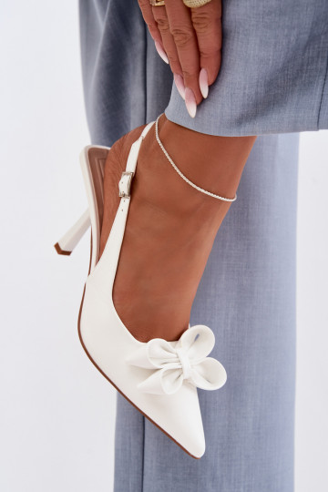 Sandales pour femmes à talons fins avec des nœuds de couleur blanche Jonera 2