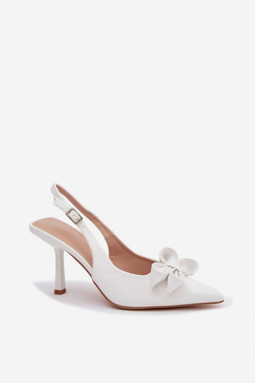 Sandales pour femmes avec des talons fins avec des rubans couleur blanche Jonera