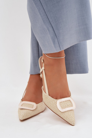 Damensandalen mit Absätzen Mit Dekorationen Element Beige Eslina 2