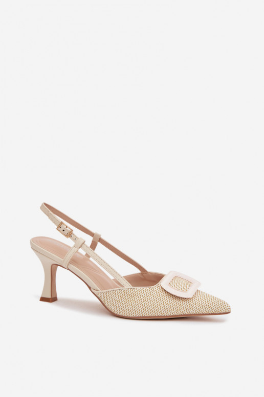 Sandales pour femmes avec des talons Avec des décorations Élément beige Eslina