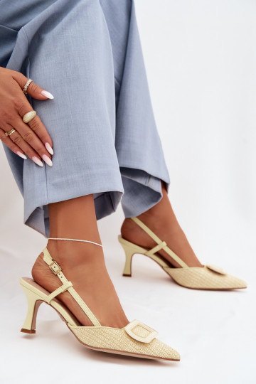 Dames sandalen met hakken Met sierlijk Element geel Eslina