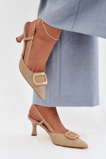 Dames sandalen met hakjes met mooie elementen in huidskleur Eslina