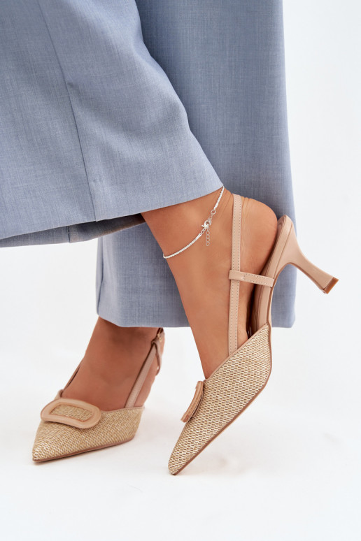 Sandales pour femmes avec des talons Avec des décorations Élément Nude Eslina