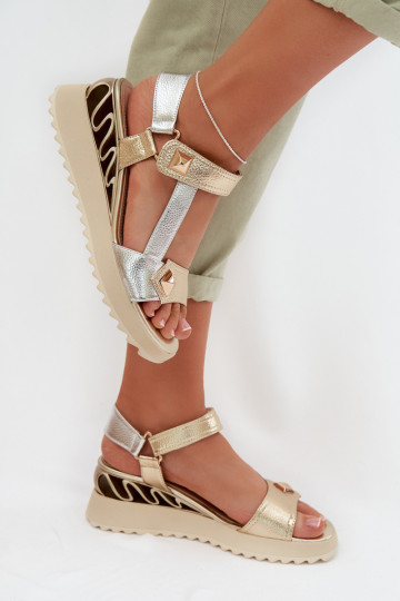 Dames sandalen Dames met platform D&A CR61-3078 gouden kleur