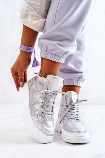 Style sportif chaussures réchauffer couleur argent Joenne 2