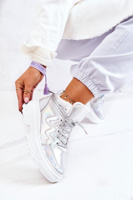 Sportieve stijl schoenen opInarmen zilvere kleur Joenne