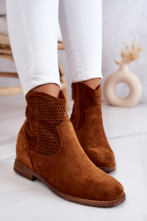 en daim Féminin Bottes avec une plateforme cachée marron Solene