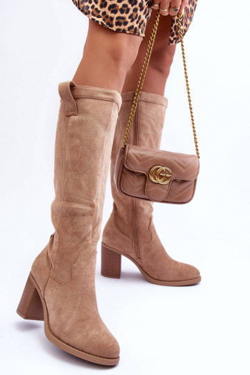 aus INildleder Damenstiefel mit Absätzen Beige Khabira 2