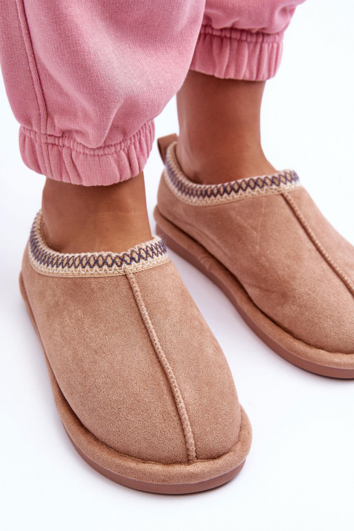 Dames van suède slippers met bont beige Polinna