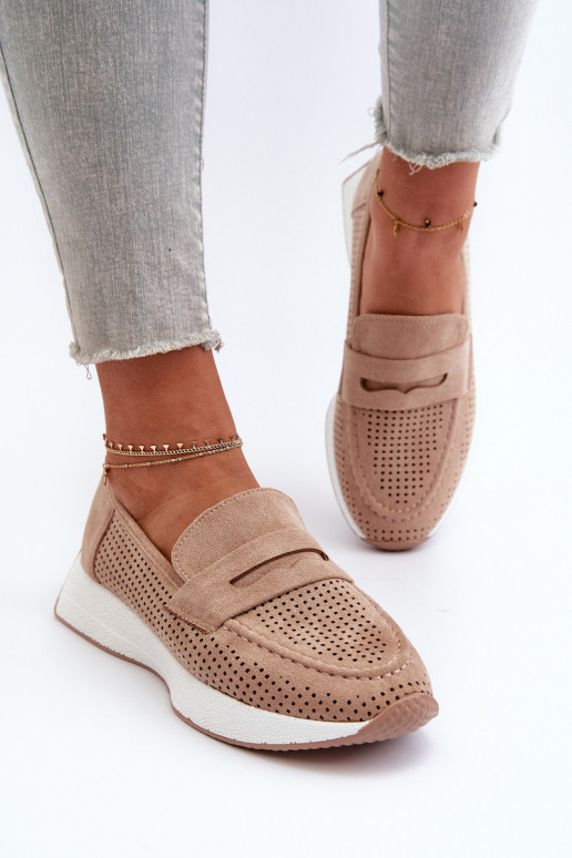 Damesmocassins op het platform van eco-suèdeoIne beige Inesqua