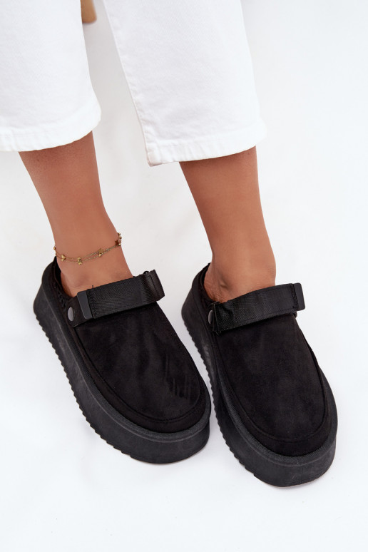 Schneestiefel Feminin mit einer Plattformmit Klebeverschlussem schZuarze Farbe Jorielle