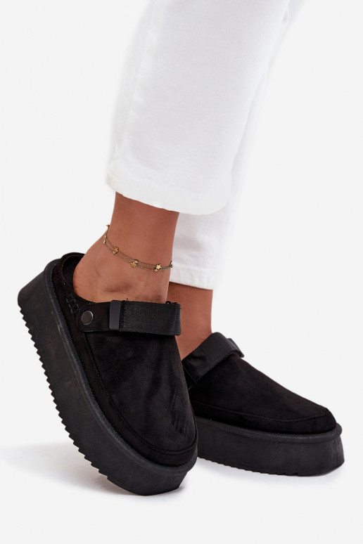 Schneestiefel Feminin mit einer Plattformmit Klebeverschlussem schZuarze Farbe Jorielle