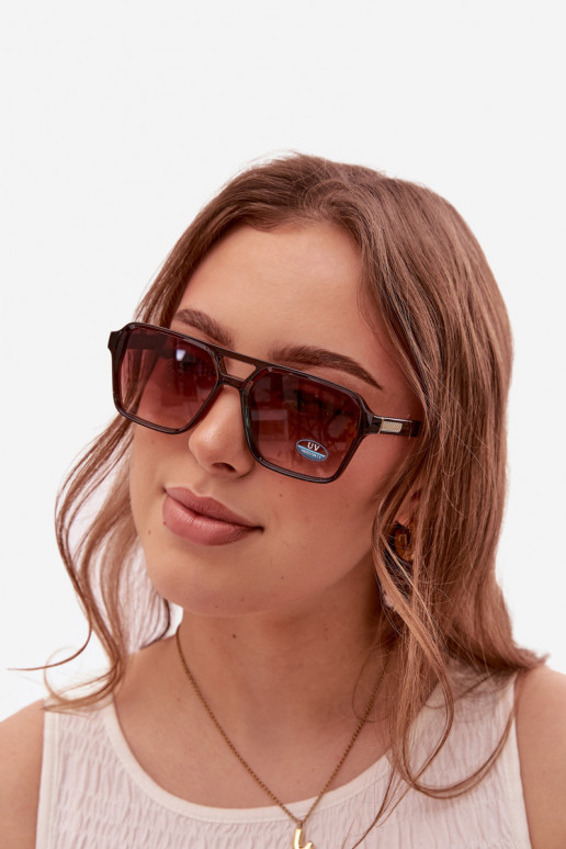Sonnenbrille Feminin Ze goldene Farbem Detalem braune Farbe
