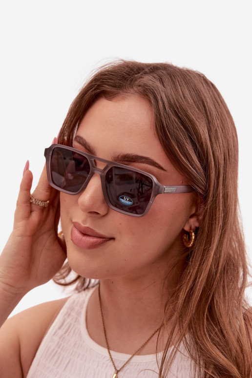 Sonnenbrille Feminin Ze Silberfarbem Detalem graue Farbe