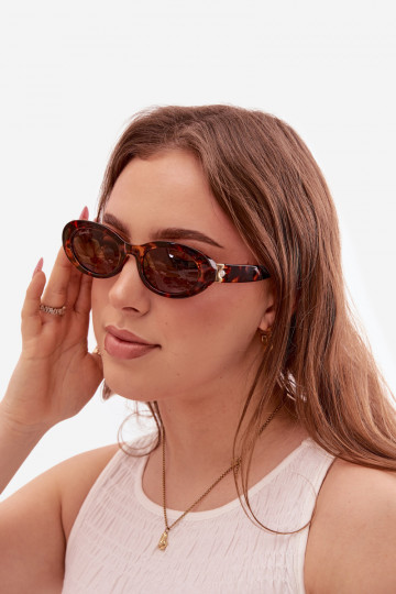 Des lunettes de soleil Féminin avec des perles artificielles marron 2