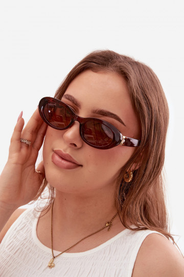 Des lunettes de soleil Féminin avec des perles artificielles marron 2