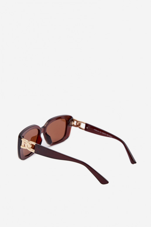 Sonnenbrille Feminin Ze goldene Farbem Detalem braune Farbe