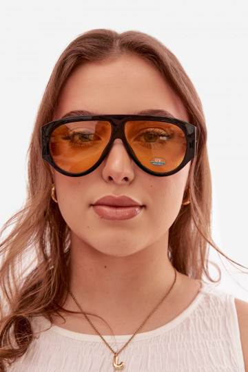Féminin Des lunettes de soleil Noir et-couleur jaune 2