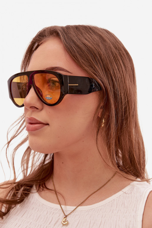 Féminin Des lunettes de soleil Noir et-couleur jaune