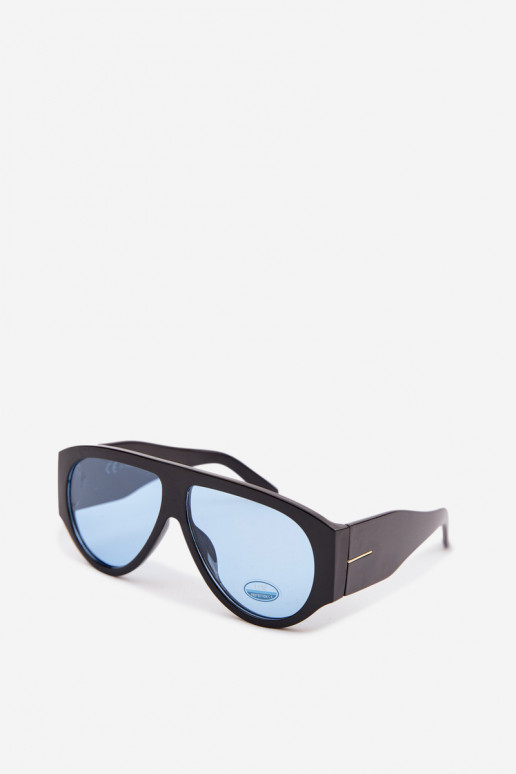 Féminin Des lunettes de soleil Noir et-couleur bleue